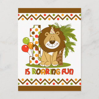 Niedliche Löwe 1. Geburtstag Postkarte Einladung