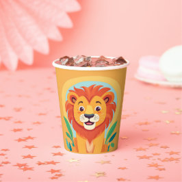 Niedliche Löwe Face Safari Wilder Dschungel Geburt Pappbecher