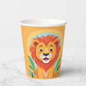 Niedliche Löwe Face Safari Wilder Dschungel Geburt Pappbecher (Rückseite)