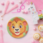 Niedliche Löwe Face Safari Wilder Dschungel Geburt Pappteller (Party)