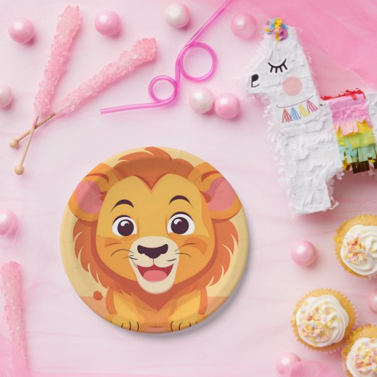 Niedliche Löwe Face Safari Wilder Dschungel Geburt Pappteller (Party)
