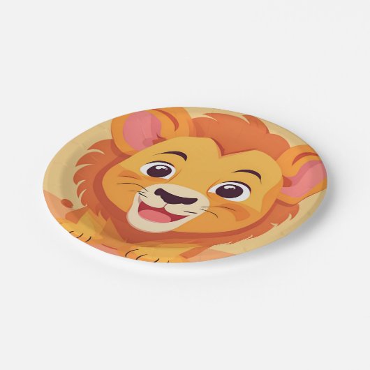 Niedliche Löwe Face Safari Wilder Dschungel Geburt Pappteller (Schrägansicht)