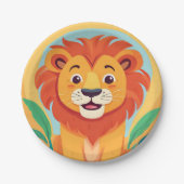Niedliche Löwe Face Safari Wilder Dschungel Geburt Pappteller (Vorderseite)