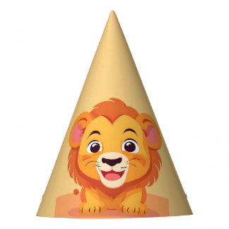 Niedliche Löwe Face Safari Wilder Dschungel Geburt Partyhütchen