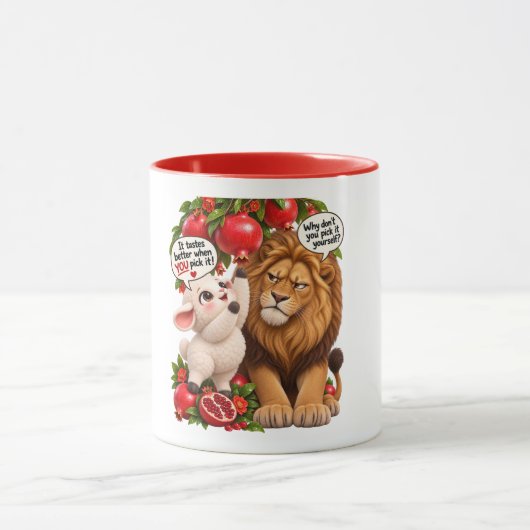 Niedliche Löwe & Lamm Tasse (Zentrum)