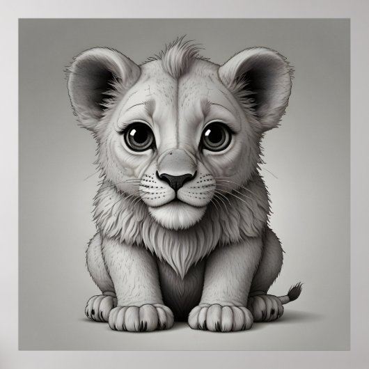 Niedliche Löwe mit großen Augen Poster (Vorne)