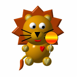 Niedliche Löwe mit Lollipop Freistehende Fotoskulptur