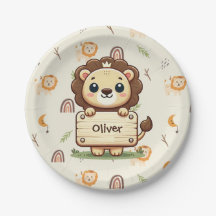 Niedliche Löwe mit Namensschild