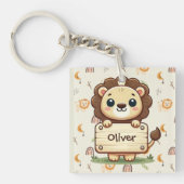 Niedliche Löwe mit Namensschild Schlüsselanhänger (Vorderseite)