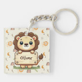 Niedliche Löwe mit Namensschild Schlüsselanhänger (Rückseite)