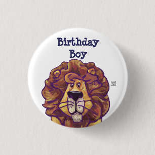 Niedliche Löwe Party Centre Birthday Boy Button