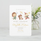 Niedliche Löwen-, Eichhörnchen- und Affendusche Einladung (Stehend Vorderseite)