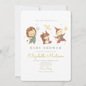 Niedliche Löwen-, Eichhörnchen- und Affendusche Einladung (Vorderseite)