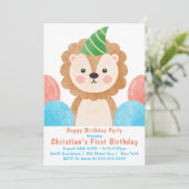 Niedliche Löwen Erste Einladung zum Geburtstag (Stehend Vorderseite)