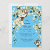 Niedliche Löwenbaby-Dusche blau Einladung (Vorderseite)