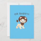 Niedliche Löwenbaby-Dusche blau Einladung (Rückseite)