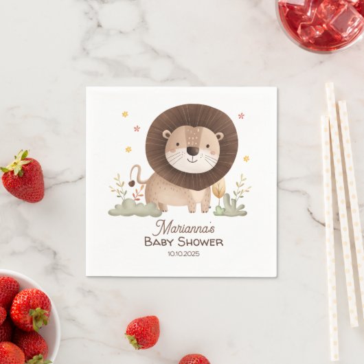 Niedliche Löwendusche Aufregung Serviette (Beispiel)