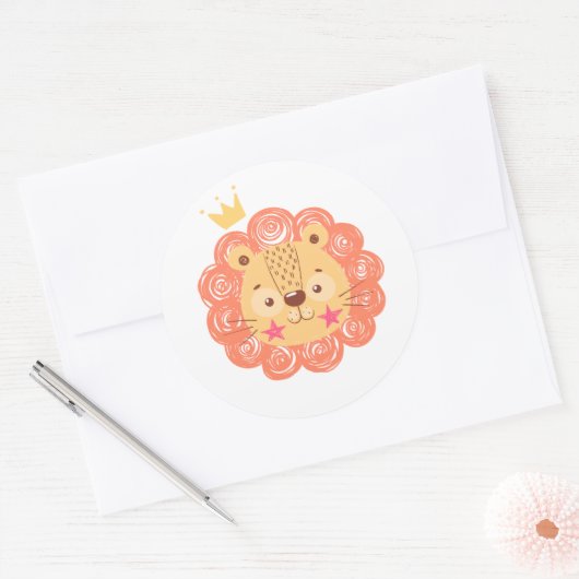 Niedliche Löwendusche Runder Aufkleber (Umschlag)