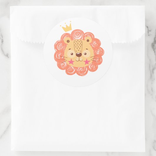 Niedliche Löwendusche Runder Aufkleber (Tasche)