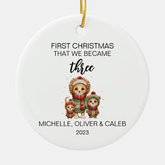 Niedliche Löwenfamilie zu Weihnachten Keramik Ornament (Vorne)