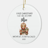 Niedliche Löwenfamilie zu Weihnachten Keramik Ornament (Links)