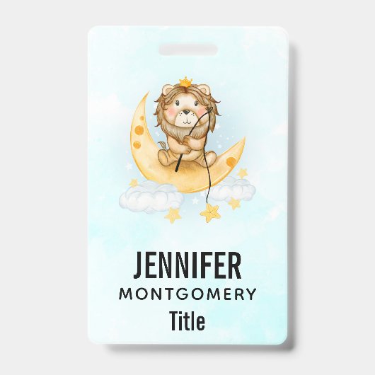 Niedliche Löwenfischerei auf dem Mond Ausweis (Vorderseite)