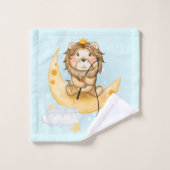 Niedliche Löwenfischerei auf dem Mond Badhandtuch Set (Waschlappen)