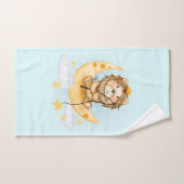 Niedliche Löwenfischerei auf dem Mond Badhandtuch Set (Handtuch)