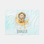 Niedliche Löwenfischerei auf dem Mond Fleecedecke (Vorderseite (Horizontal))