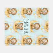 Niedliche Löwenfischerei auf dem Mond Fleecedecke (Vorderseite (Horizontal))