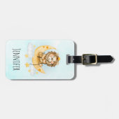 Niedliche Löwenfischerei auf dem Mond Gepäckanhänger (Vorderseite horizontal)