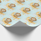Niedliche Löwenfischerei auf dem Mond Geschenkpapier (Ecke)