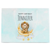 Niedliche Löwenfischerei auf dem Mond Große Geschenktüte (Vorderseite)