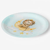 Niedliche Löwenfischerei auf dem Mond Pappteller (Schrägansicht)