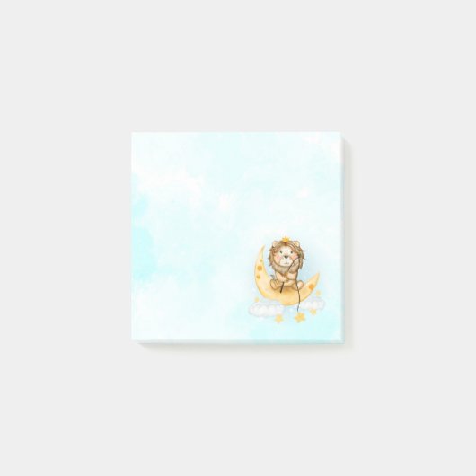 Niedliche Löwenfischerei auf dem Mond Post-it Klebezettel (Vorderseite)