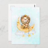 Niedliche Löwenfischerei auf dem Mond Postkarte (Vorne/Hinten)