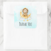 Niedliche Löwenfischerei auf dem Mond Quadratischer Aufkleber (Tasche)