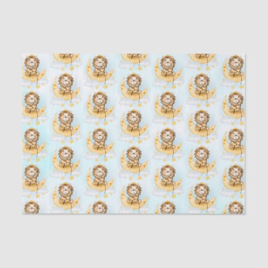 Niedliche Löwenfischerei auf dem Mond Seidenpapier (Vorderseite)