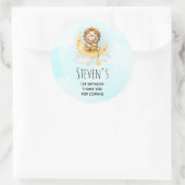 Niedliche Löwenfischerei auf dem Mond Wasserfarbe Runder Aufkleber (Tasche)