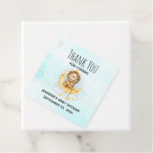 Niedliche Löwenfischerei auf der Mond-Babydusche Geschenkanhänger (Beispiel)