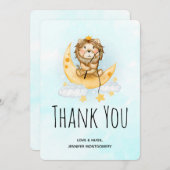 Niedliche Löwenfischerei aus der Mondfarbe Dankeskarte (Vorne/Hinten)