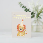 Niedliche Löwentrage Party Hat Geburtstag Banner R Postkarte (Stehend Vorderseite)