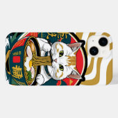 Niedliche Lucky Cat Eating Ramen Bowl Illustration Case-Mate iPhone Hülle (Rückseite (Horizontal))