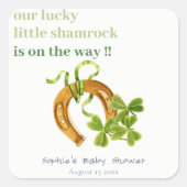 Niedliche Lucky Kleeblatt St Patrick's Day Kinderd Quadratischer Aufkleber (Vorderseite)