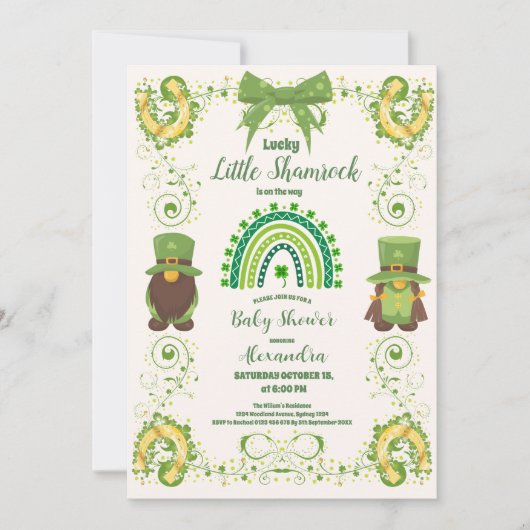 Niedliche Lucky Kleine Kleeblatt Kinderdusche Einl Einladung (Vorderseite)