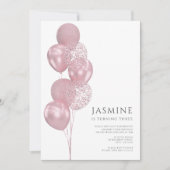 niedliche Luftballons Foto Geburtstag Einladung (Vorderseite)