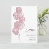 niedliche Luftballons Foto Geburtstag Einladung (Stehend Vorderseite)