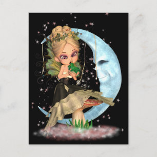 Niedliche Luftpostkarte mit Fairy Kissing Frog Postkarte