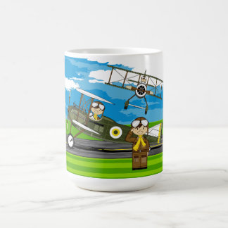 Niedliche Luftwaffen-Piloten und Doppeldecker Kaffeetasse