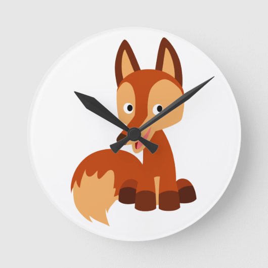 Niedliche Lünette Cartoon Fox Wall Clock Runde Wanduhr (Vorderseite)